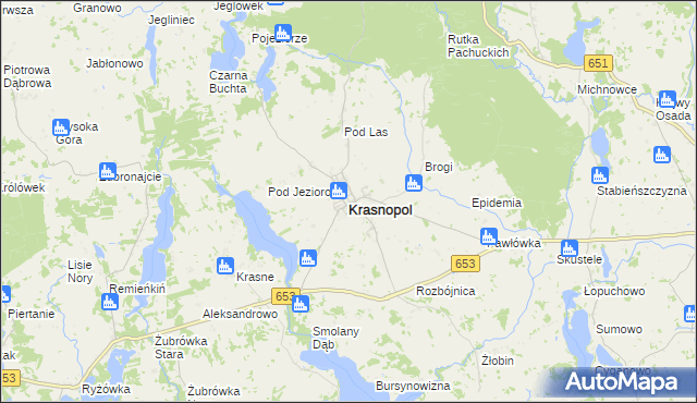 mapa Krasnopol, Krasnopol na mapie Targeo