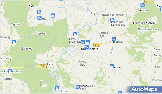 mapa Krasnosielc, Krasnosielc na mapie Targeo