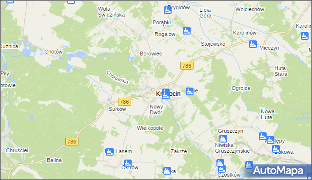 mapa Krasocin, Krasocin na mapie Targeo