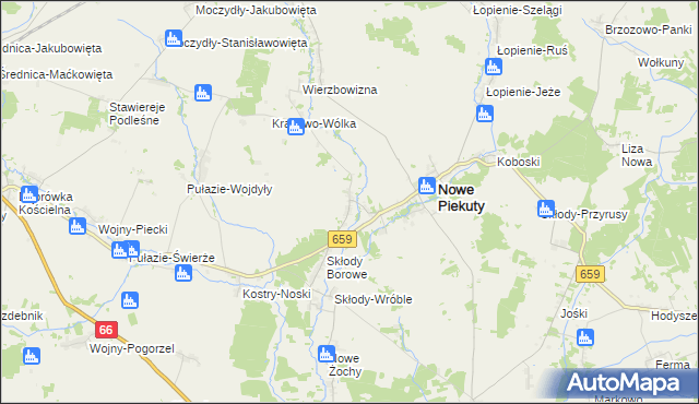 mapa Krasowo-Częstki, Krasowo-Częstki na mapie Targeo