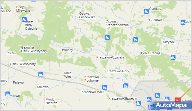 mapa Kraszewo-Czubaki, Kraszewo-Czubaki na mapie Targeo