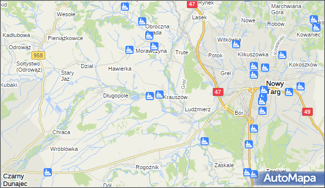 mapa Krauszów, Krauszów na mapie Targeo