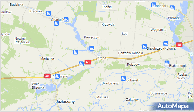mapa Krępa gmina Jeziorzany, Krępa gmina Jeziorzany na mapie Targeo