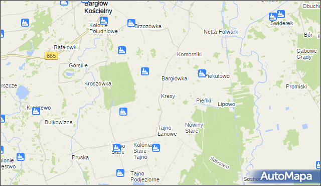 mapa Kresy gmina Bargłów Kościelny, Kresy gmina Bargłów Kościelny na mapie Targeo