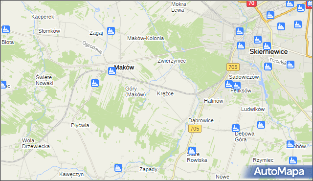 mapa Krężce, Krężce na mapie Targeo