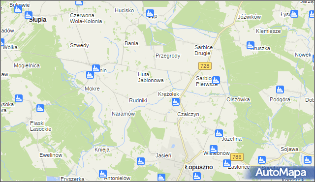 mapa Krężołek, Krężołek na mapie Targeo