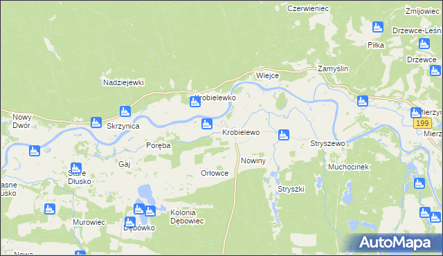 mapa Krobielewo, Krobielewo na mapie Targeo