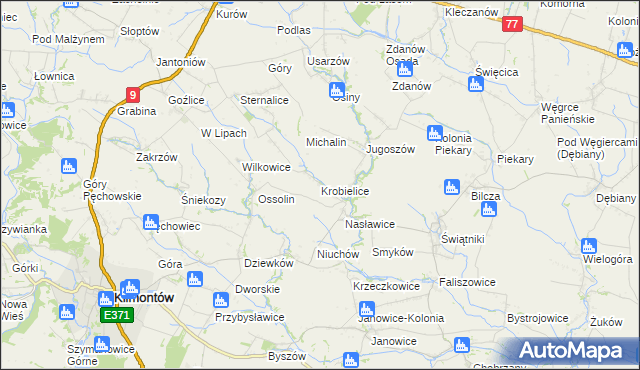 mapa Krobielice, Krobielice na mapie Targeo