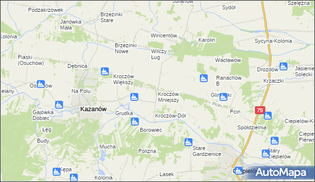 mapa Kroczów Mniejszy, Kroczów Mniejszy na mapie Targeo