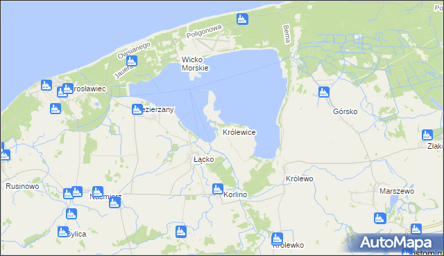 mapa Królewice gmina Postomino, Królewice gmina Postomino na mapie Targeo