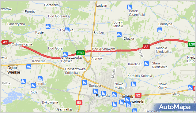 mapa Królewiec gmina Mińsk Mazowiecki, Królewiec gmina Mińsk Mazowiecki na mapie Targeo