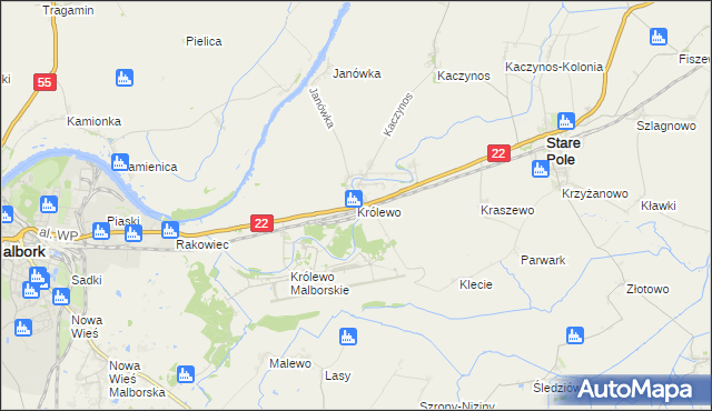 mapa Królewo gmina Stare Pole, Królewo gmina Stare Pole na mapie Targeo