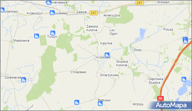 mapa Królikowo gmina Szubin, Królikowo gmina Szubin na mapie Targeo