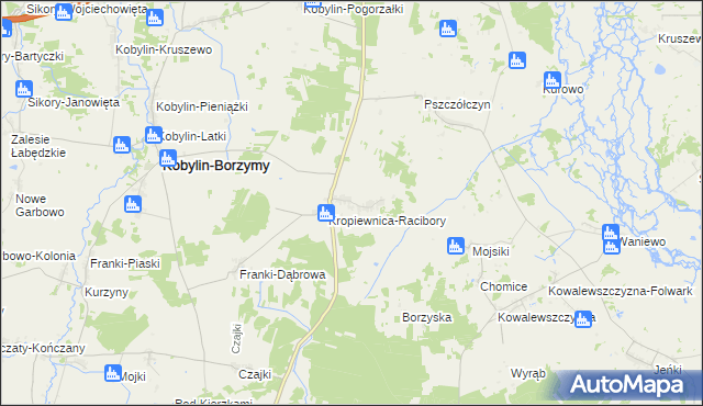 mapa Kropiewnica-Gajki, Kropiewnica-Gajki na mapie Targeo