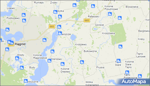 mapa Kroszewo, Kroszewo na mapie Targeo