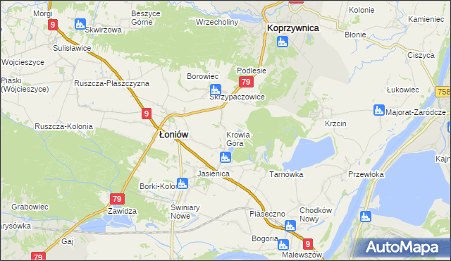 mapa Krowia Góra, Krowia Góra na mapie Targeo