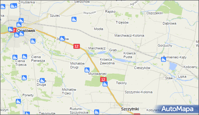 mapa Krowica Zawodnia, Krowica Zawodnia na mapie Targeo