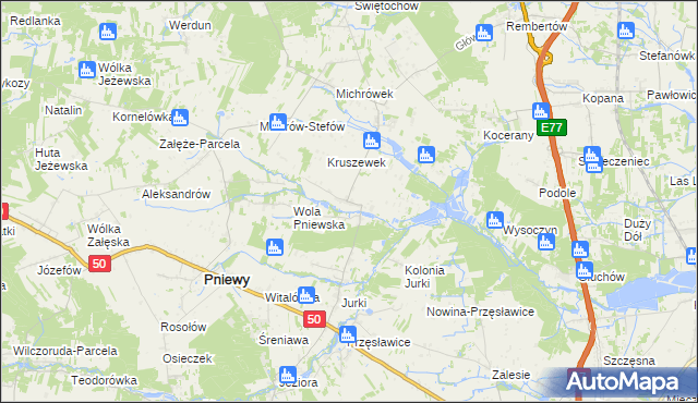 mapa Kruszew gmina Pniewy, Kruszew gmina Pniewy na mapie Targeo