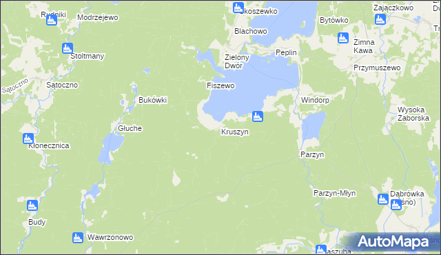 mapa Kruszyn gmina Brusy, Kruszyn gmina Brusy na mapie Targeo