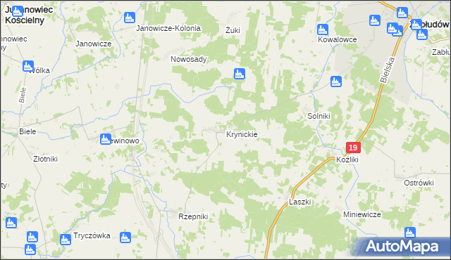 mapa Krynickie, Krynickie na mapie Targeo