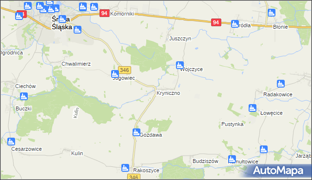mapa Kryniczno gmina Środa Śląska, Kryniczno gmina Środa Śląska na mapie Targeo