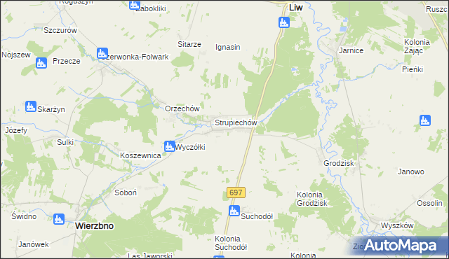 mapa Krypy gmina Wierzbno, Krypy gmina Wierzbno na mapie Targeo