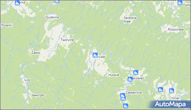mapa Krywe, Krywe na mapie Targeo