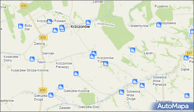 mapa Krzczonów Trzeci, Krzczonów Trzeci na mapie Targeo