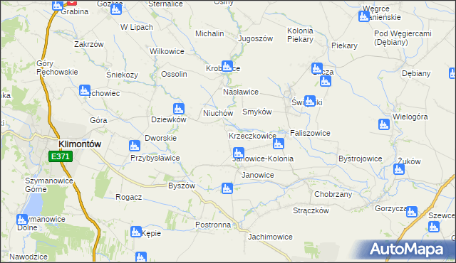 mapa Krzeczkowice, Krzeczkowice na mapie Targeo