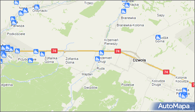 mapa Krzemień Drugi, Krzemień Drugi na mapie Targeo