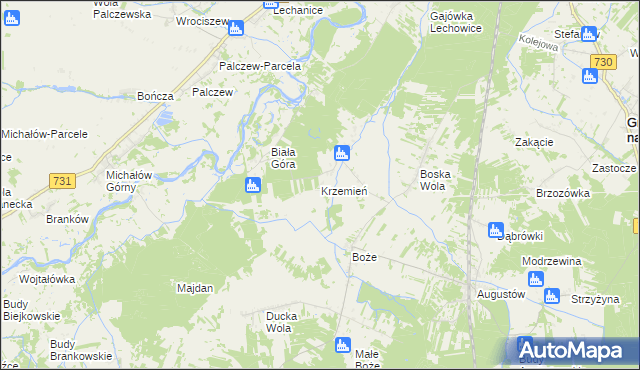 mapa Krzemień gmina Stromiec, Krzemień gmina Stromiec na mapie Targeo