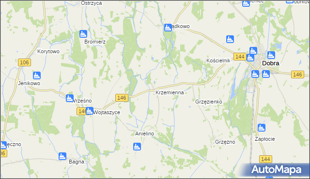 mapa Krzemienna gmina Dobra, Krzemienna gmina Dobra na mapie Targeo