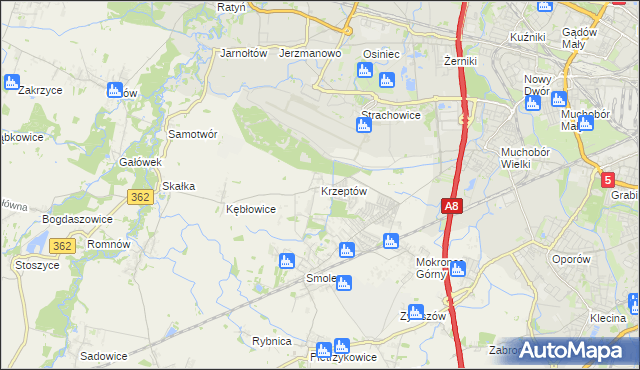 mapa Krzeptów, Krzeptów na mapie Targeo