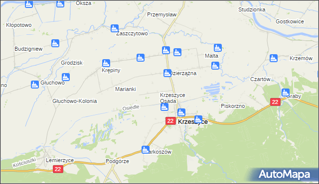 mapa Krzeszyce Osada, Krzeszyce Osada na mapie Targeo