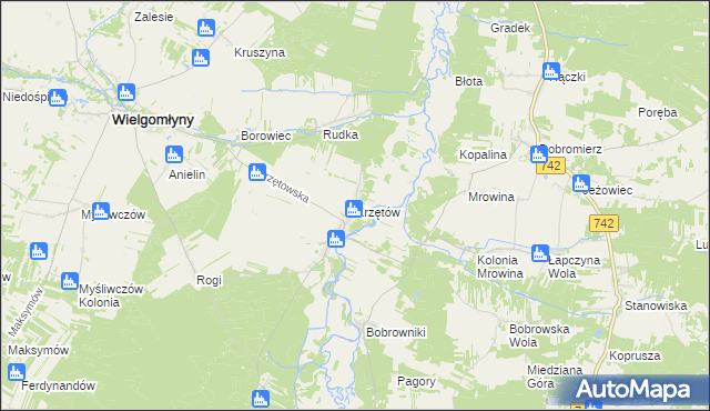mapa Krzętów, Krzętów na mapie Targeo