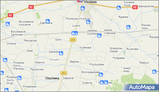 mapa Krzewata, Krzewata na mapie Targeo