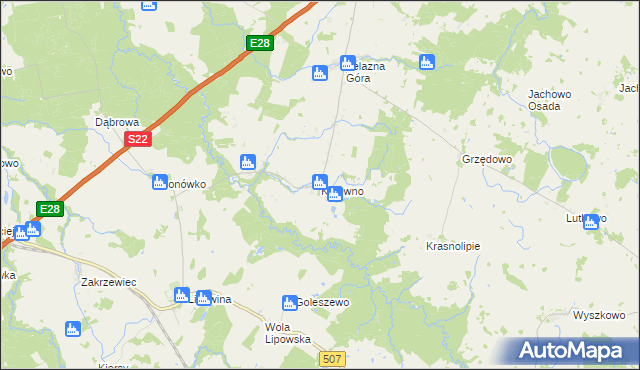 mapa Krzewno gmina Braniewo, Krzewno gmina Braniewo na mapie Targeo