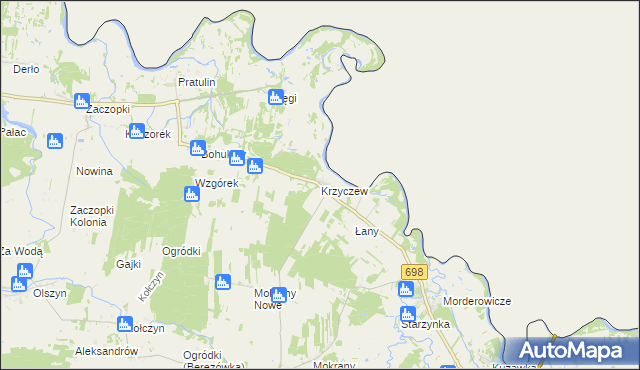 mapa Krzyczew, Krzyczew na mapie Targeo