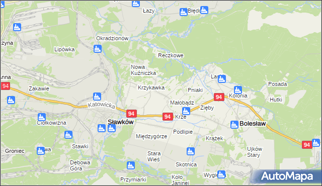 mapa Krzykawa, Krzykawa na mapie Targeo
