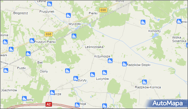 mapa Krzymosze, Krzymosze na mapie Targeo