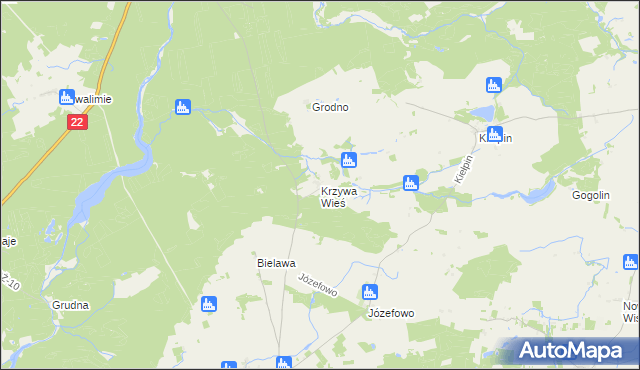 mapa Krzywa Wieś, Krzywa Wieś na mapie Targeo