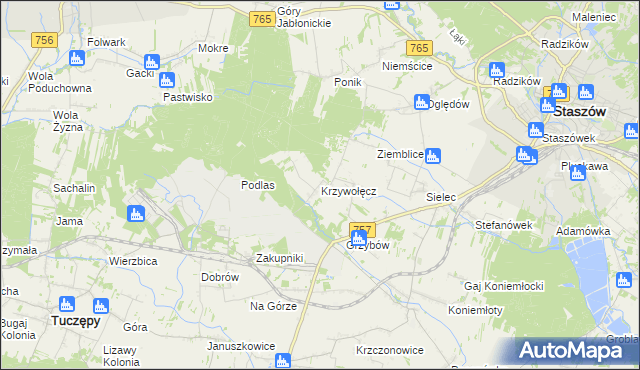 mapa Krzywołęcz, Krzywołęcz na mapie Targeo