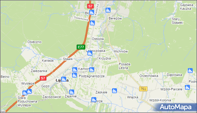 mapa Krzyżka, Krzyżka na mapie Targeo