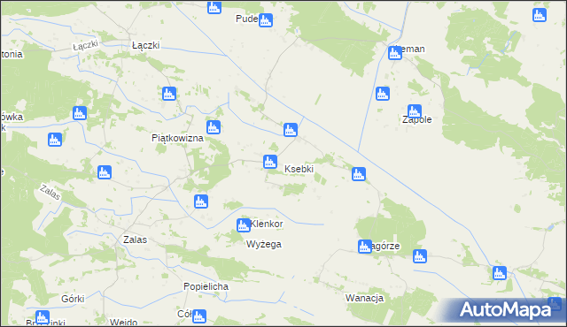 mapa Ksebki, Ksebki na mapie Targeo