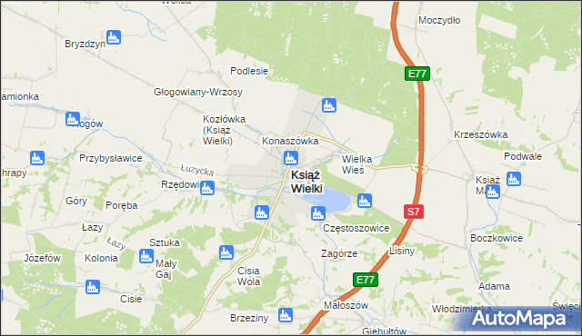 mapa Książ Wielki, Książ Wielki na mapie Targeo