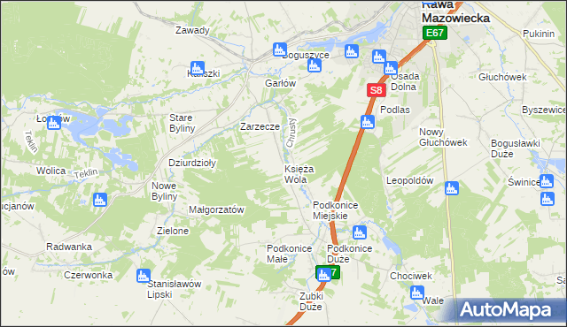 mapa Księża Wola, Księża Wola na mapie Targeo