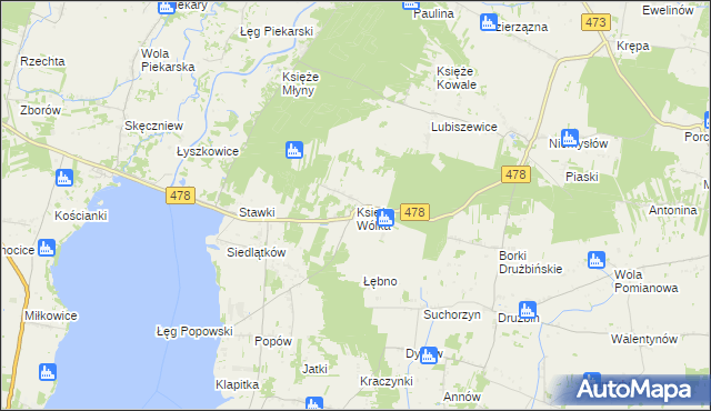 mapa Księża Wólka, Księża Wólka na mapie Targeo