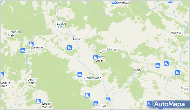 mapa Księży Lasek, Księży Lasek na mapie Targeo