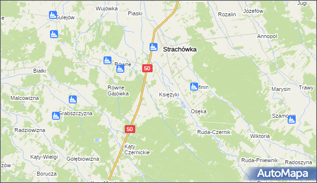 mapa Księżyki, Księżyki na mapie Targeo