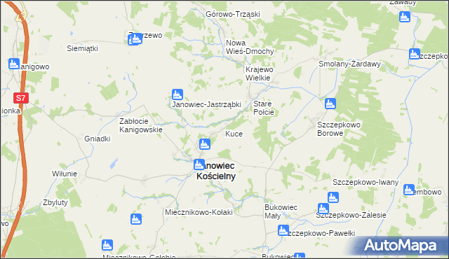 mapa Kuce, Kuce na mapie Targeo